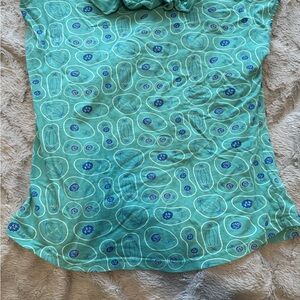 Svaha Aqua and Navy Women's Short Sleeve Top